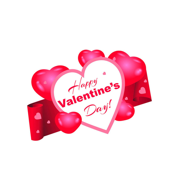 Знамя Дня Святого Валентина с красными воздушными шарами
 - Вектор,изображение