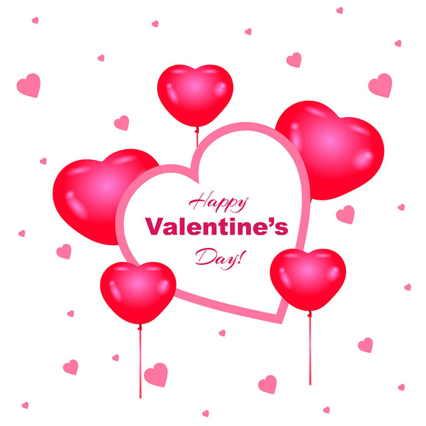 Pink vector banner for Valentine's day with balloons - Vetor, Imagem