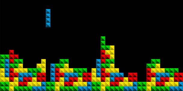 Juego de ladrillos de píxeles Tetris. Fondo colorido del juego - Ilustración vectorial
 - Vector, imagen
