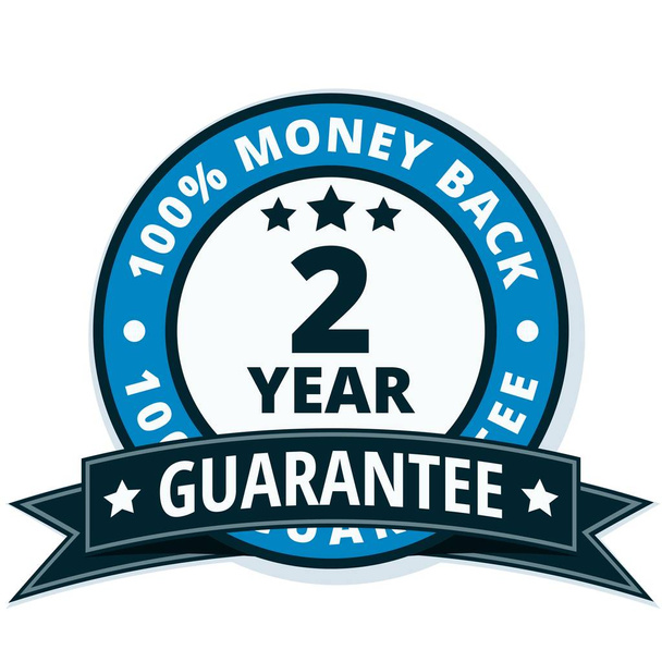ícone de garantia de dinheiro de dois anos com fita preta, ilustração vetorial
      - Vetor, Imagem