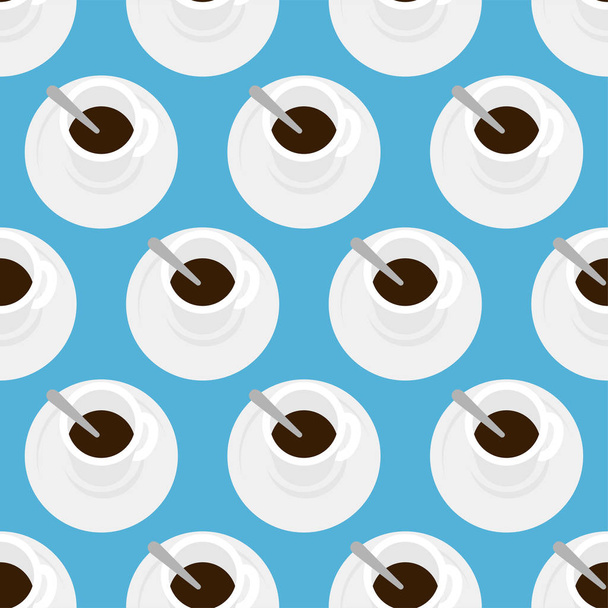 Coffee mug Top view pattern seamless. Drink coffee house background. Vector illustratio - Wektor, obraz
