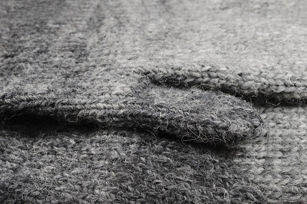 primer plano de textura de lana gris tejida, marco completo
 - Foto, imagen