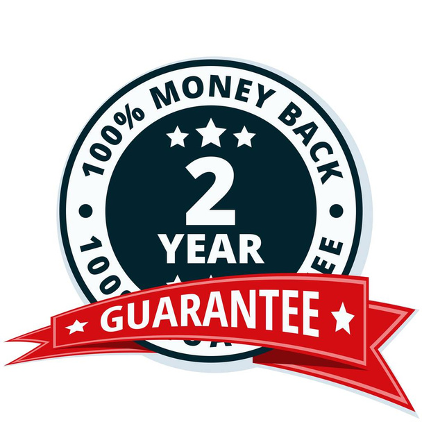 ícone de garantia de dinheiro de dois anos com fita vermelha, ilustração vetorial
      - Vetor, Imagem