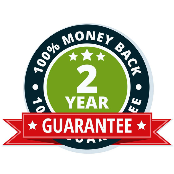 ícone de garantia de dinheiro de dois anos com fita vermelha, ilustração vetorial
      - Vetor, Imagem