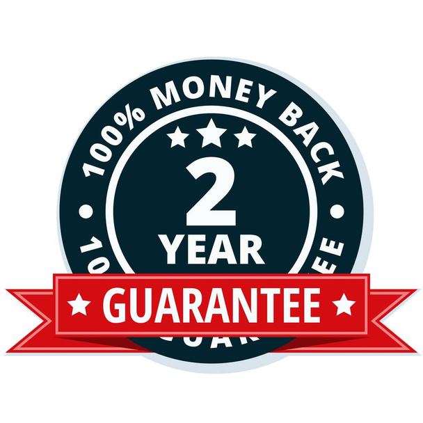 Zwei Jahre Geld-zurück-Garantie-Symbol mit rotem Band, Vektorabbildung      - Vektor, Bild