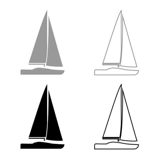 Yacht icon set grey black color - Vektor, obrázek