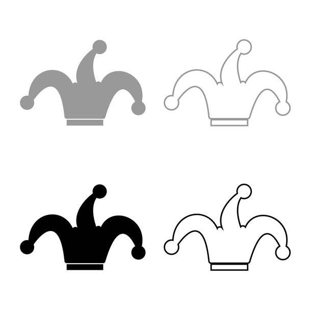 Jester's cap icon set grey black color - Vector, imagen