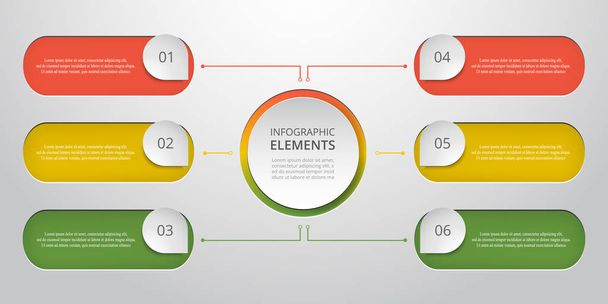 Vector business template for presentation. Abstract elements of graph, diagram and chart with 6 steps, options, parts or processes. Creative concept for infographic. - Διάνυσμα, εικόνα