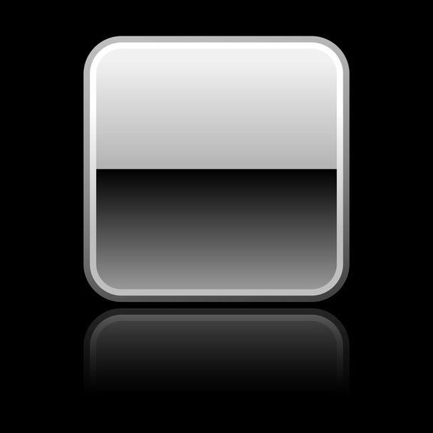 Üres web gomb luxus fém ezüst-fekete tükörképe - Vektor, kép