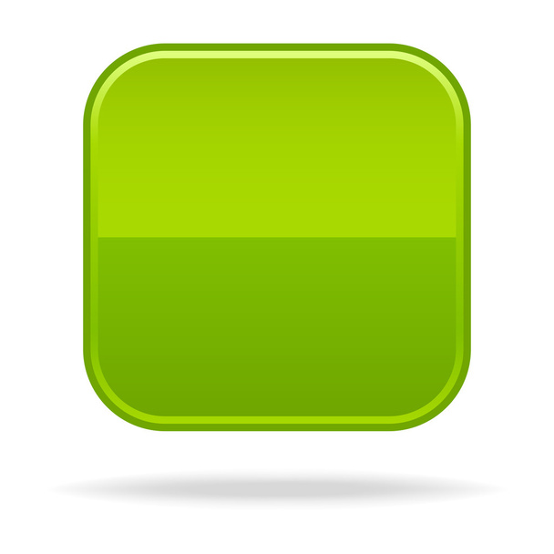 Зеленый глянцевый пустой округлые квадраты кнопки с тенью падения на белом фоне
 - Вектор,изображение