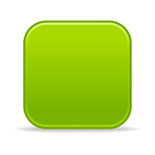 Зелена глянцева порожня кнопка Інтернету. Закруглена піктограма квадратної форми з чорною тіні та сірим відображенням на білому тлі. Ця векторна ілюстрація створена і збережена в 8 eps
 - Вектор, зображення