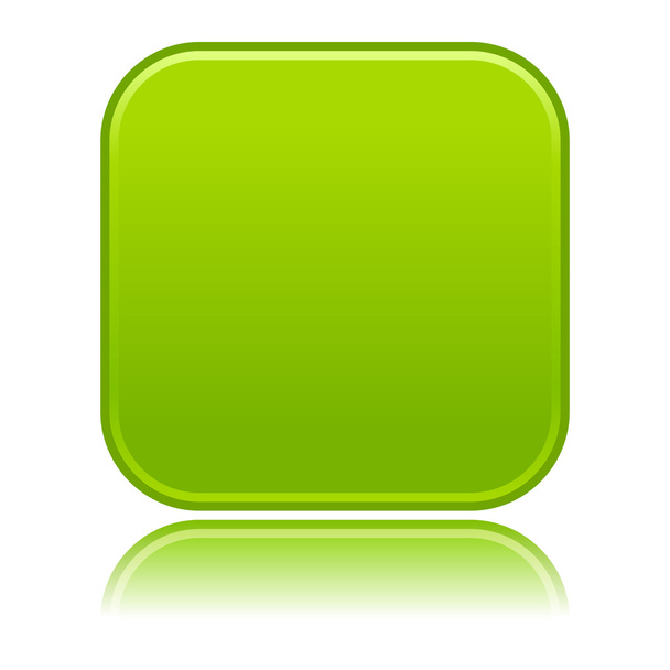 Green glossy blank internet button. Rounded square shape icon with black shadow and gray reflection on white background. This vector illustration created and saved in 8 eps - Vektor, kép