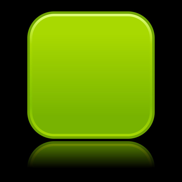 Green glossy blank web 2.0 button with colored reflection on black background - Vector, Image