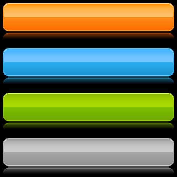 Блестящие круглые квадратные пустой цвет длинные кнопки на черном
 - Вектор,изображение