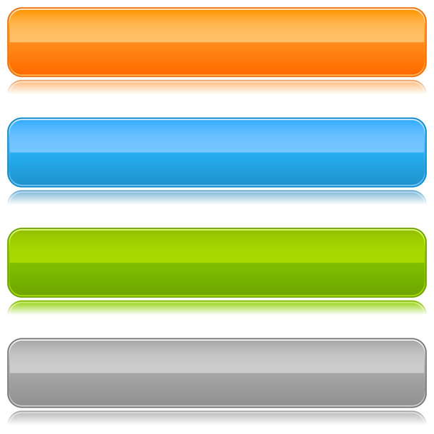 Glossy rounded blank color long buttons on white - Vector, Image