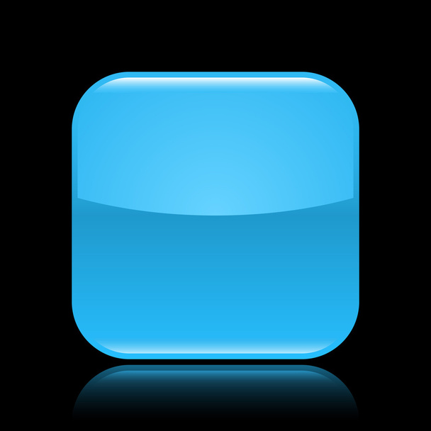 Blue glossy blank web 2.0 button with colored reflection on black background - Vector, Image