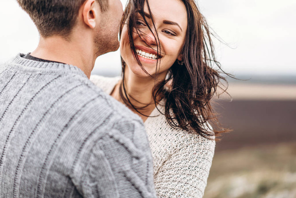 Romantic happy couple enjoy spending time together outdoor - Valokuva, kuva