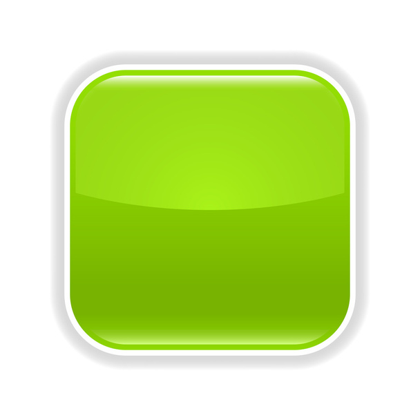 Green glossy blank web 2.0 button with gray shadow on white background - Vector, Image