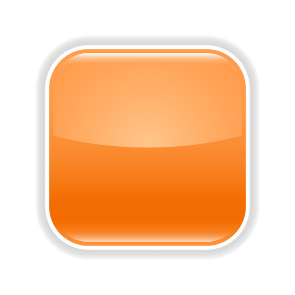 白の背景に灰色の影とオレンジ色の光沢のある空の web 2.0 ボタン - ベクター画像