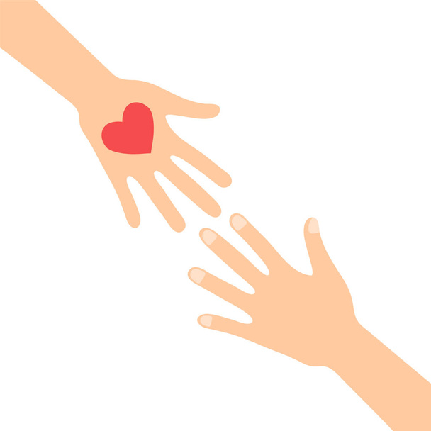 ruka s červeným srdcem na bílém, Příklad burzovního vektoru - Vektor, obrázek
