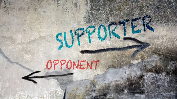 Wall Graffiti Supporter vs Opposant
 - Photo, image