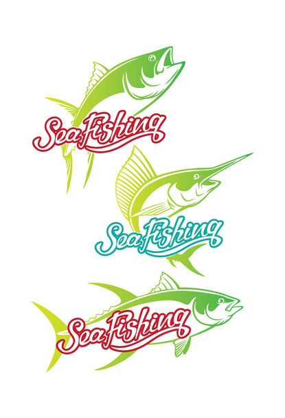 sea fishing logo vector illustration - Vector, Image