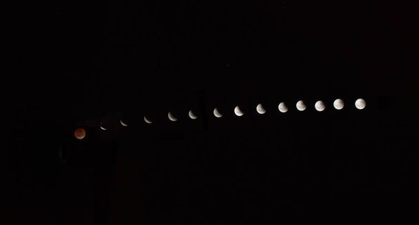 Total lunar eclipse and its phases composition - Photo, Image