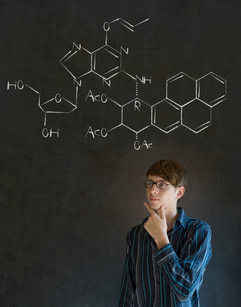 Learn science or chemistry teacher with chalk background - Photo, image