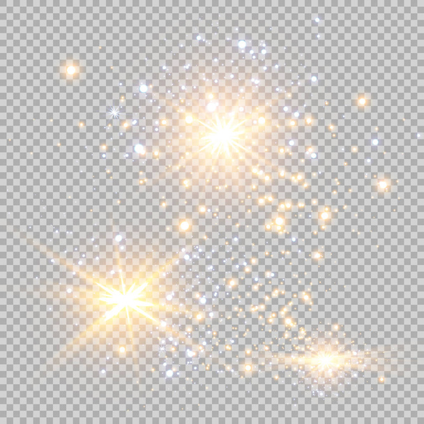Efecto de luz brillante. Ilustración vectorial. Concepto Flash de Navidad. Ilustración vectorial de rayos de luz de llamarada abstracta. Un conjunto de estrellas, luz y resplandor, rayos y brillo
. - Vector, imagen