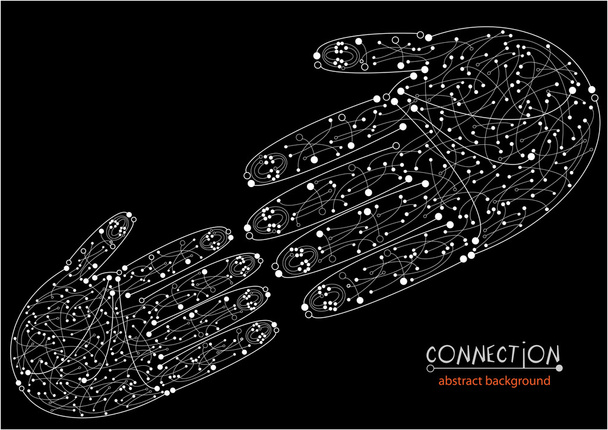 σύνδεση του υπολογιστή με τη βοήθεια χέρι σύμβολο - Διάνυσμα, εικόνα