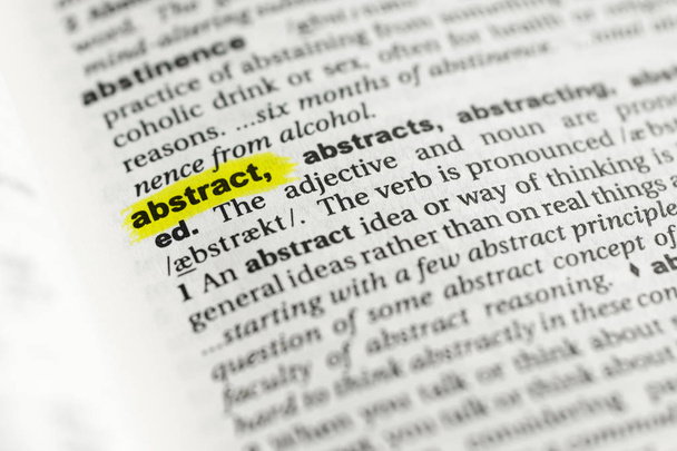 Деталь англійського слова "абстрактний" виділено і його визначення зі словника
 - Фото, зображення