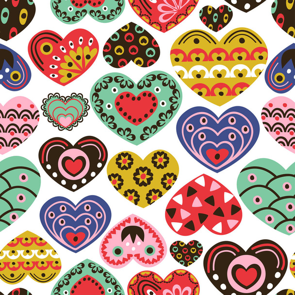 seamless pattern with colorful hearts  - vector illustration, eps - Vektör, Görsel