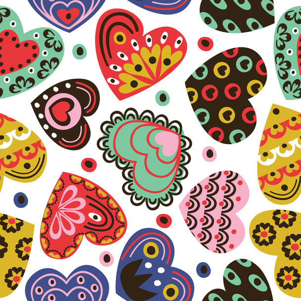 seamless pattern with vintage hearts  - vector illustration, eps - Vetor, Imagem