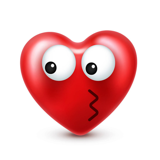 Серце вектор смайлик emoji день Святого Валентина. Смішні червоним обличчям з виразів і емоції. Символом любові. - Вектор, зображення