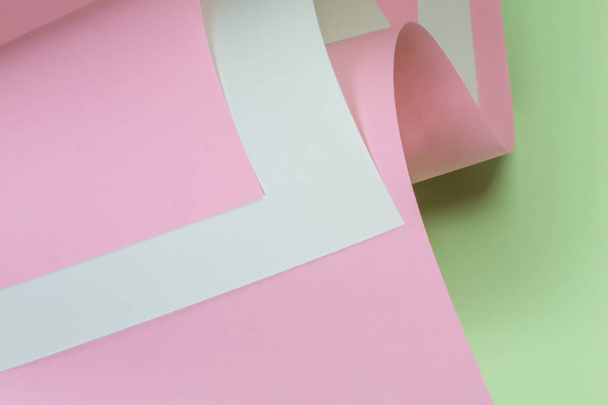 Abstract geometric shape pastel pink and green color paper background - Фото, зображення