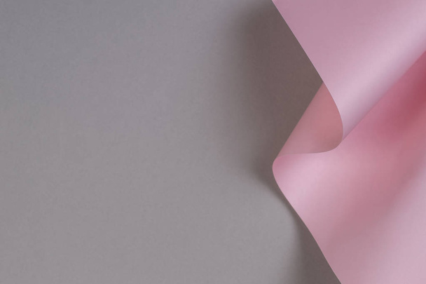 幾何学図形を抽象的なパステル ピンクとグレーのカラー紙の背景 - 写真・画像