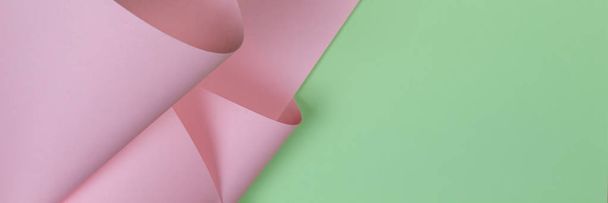 Abstract geometric shape pastel pink and green color paper background - Photo, Image