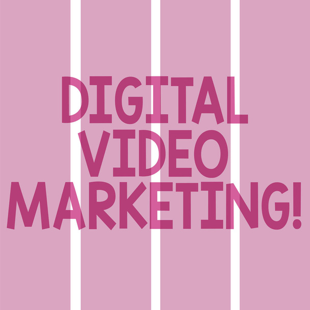 Szöveg jel mutatja a digitális Video Marketing. Fogalmi fénykép használ video tartalom, hogy előmozdítsa a márka vagy termék téglalap alakú felirat sávok üres szöveg színtér bemutató plakátok. - Fotó, kép