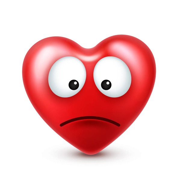 Heart smiley emoji vector for Valentines Day. Funny red face with expressions and emotions. Love symbol. - Wektor, obraz