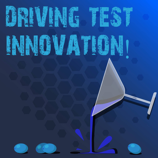 Szövegíráshoz vezetői teszt innováció szó. Üzleti koncepció előzetes autó értékelés és tesztelés, mielőtt megvenném koktél bor üveg szakadó folyékony Splash szőlő és árnyék fotó. - Fotó, kép