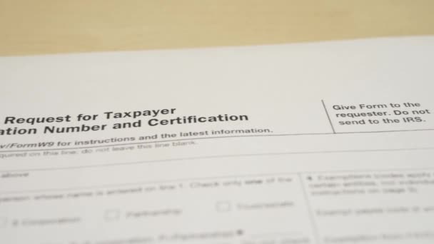 Documento fiscal para IRS Income W-9 formulario
 - Imágenes, Vídeo