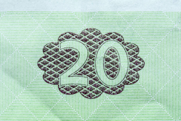 Oekraïense nationale valuta, twintig hryvnia close-up. Horizontale frame - Foto, afbeelding