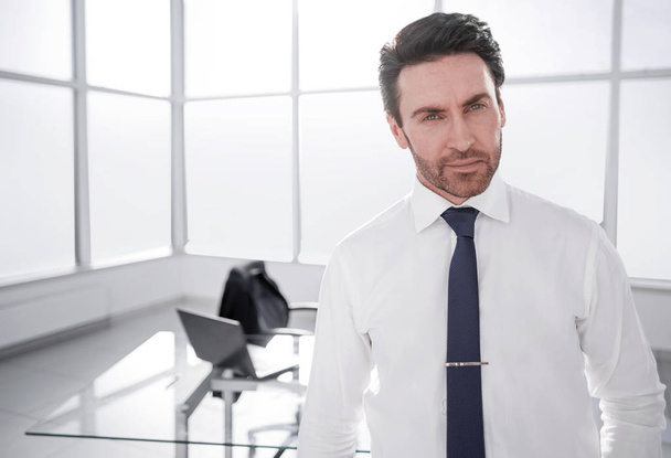 successful businessman standing in a spacious office - Fotoğraf, Görsel