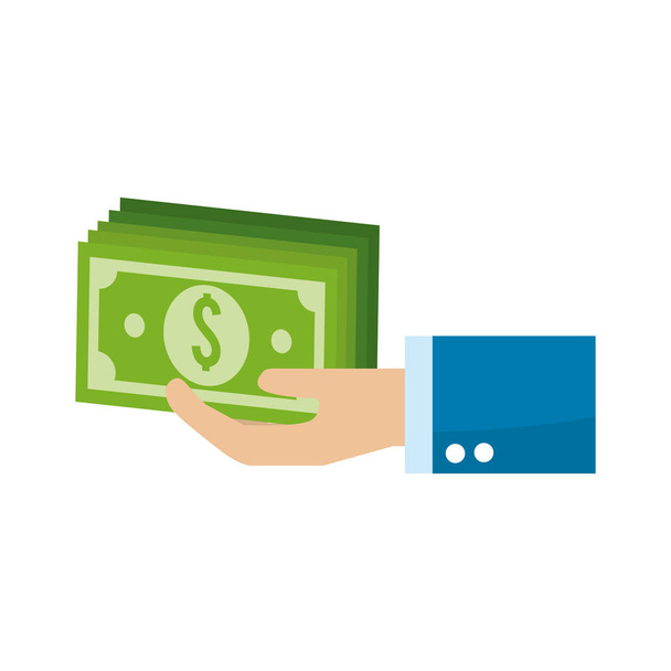 grüne Rechnungen Geld in der Hand, Vektor Illustration Design - Vektor, Bild