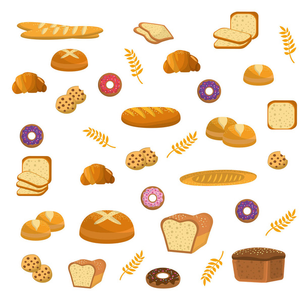 herkullisia leipiä, donitseja ja evästeitä leipomo, vektori kuva
 - Vektori, kuva