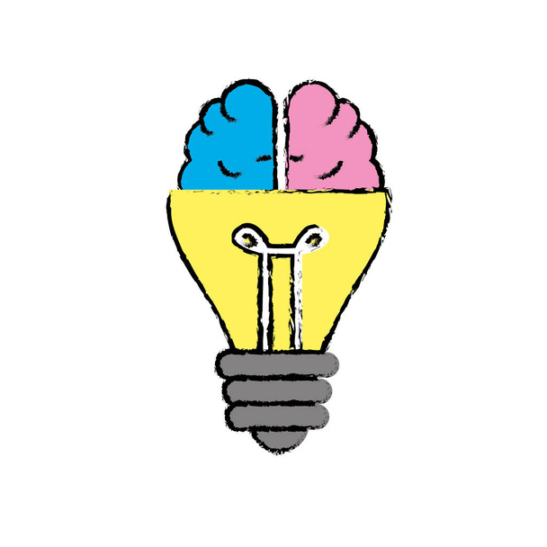 bulb with brain to creative idea vector illustration - Vector, Image