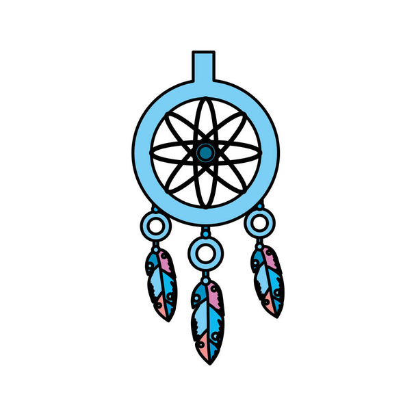 cute dream catcher with feathers design vector illustration - Vector, afbeelding