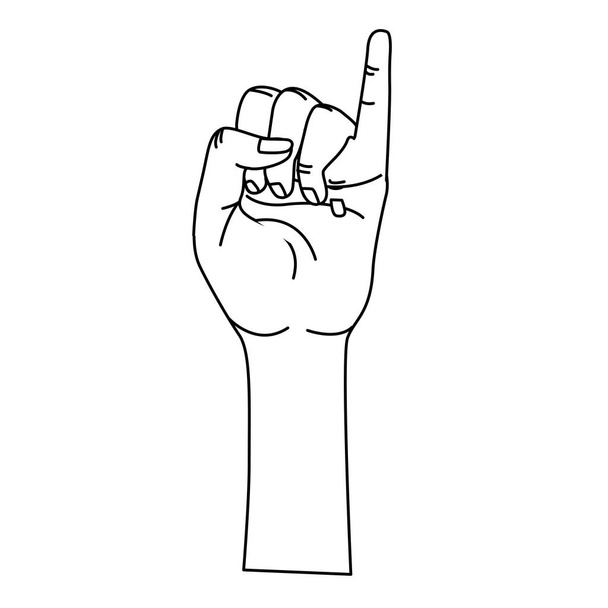 line cute hand with pinky up symbol, vector illustration - Vector, Image