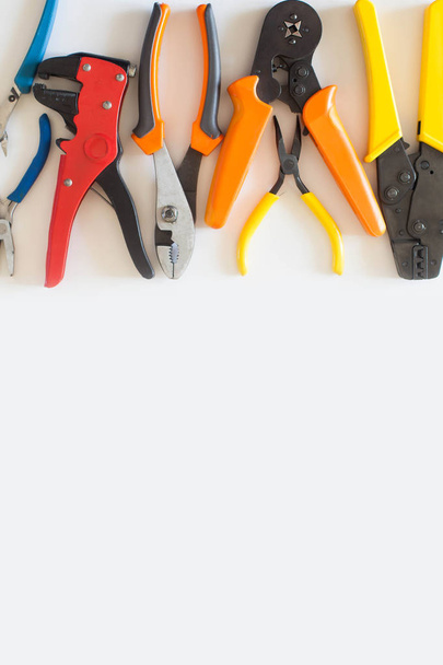 set of tools on white background top view - Zdjęcie, obraz
