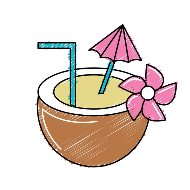 água de coco saborosa para refrescar a ilustração vetor dia
 - Vetor, Imagem